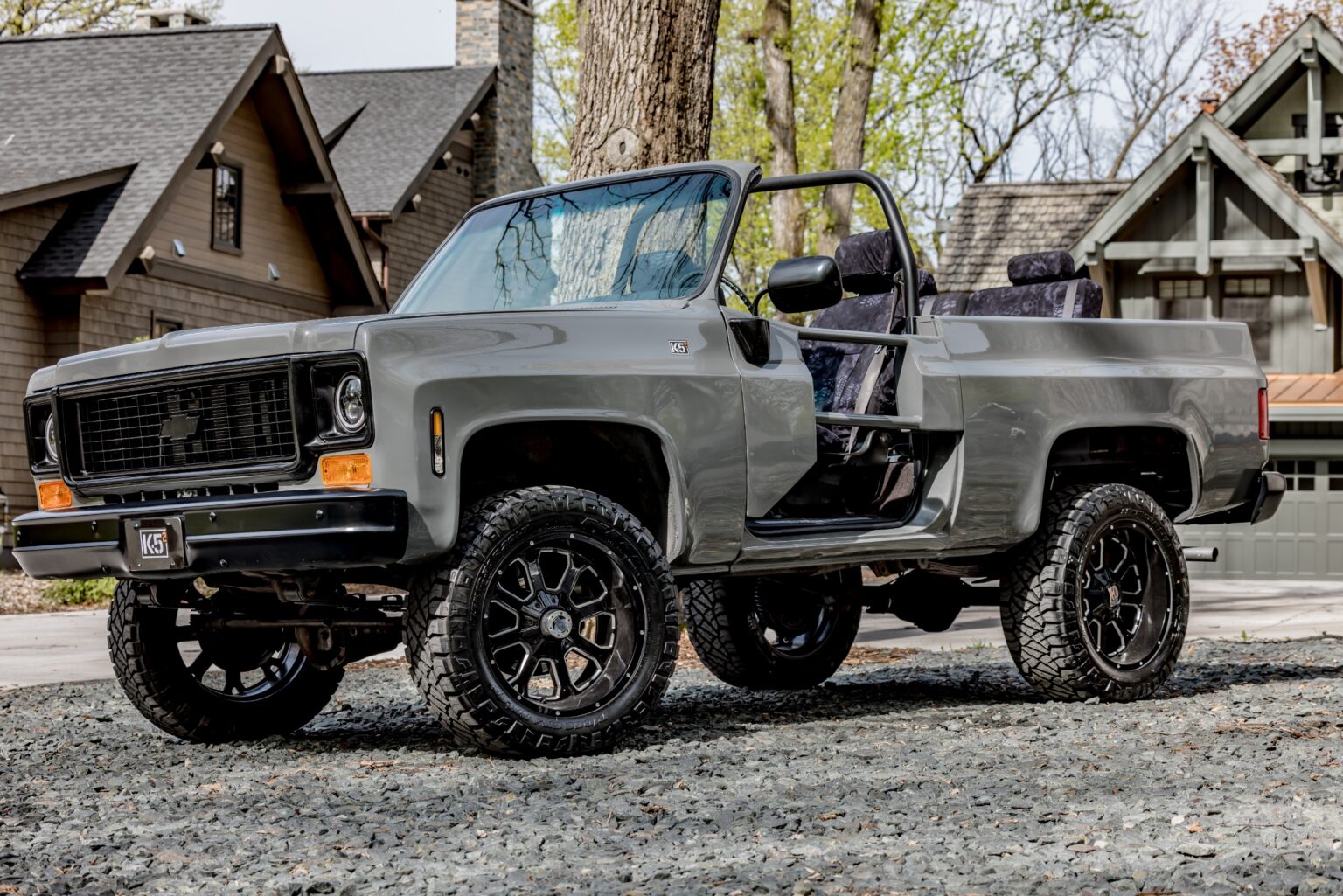 Hot Wheels K5 Blazer on the gravel driveway, front three-quarter