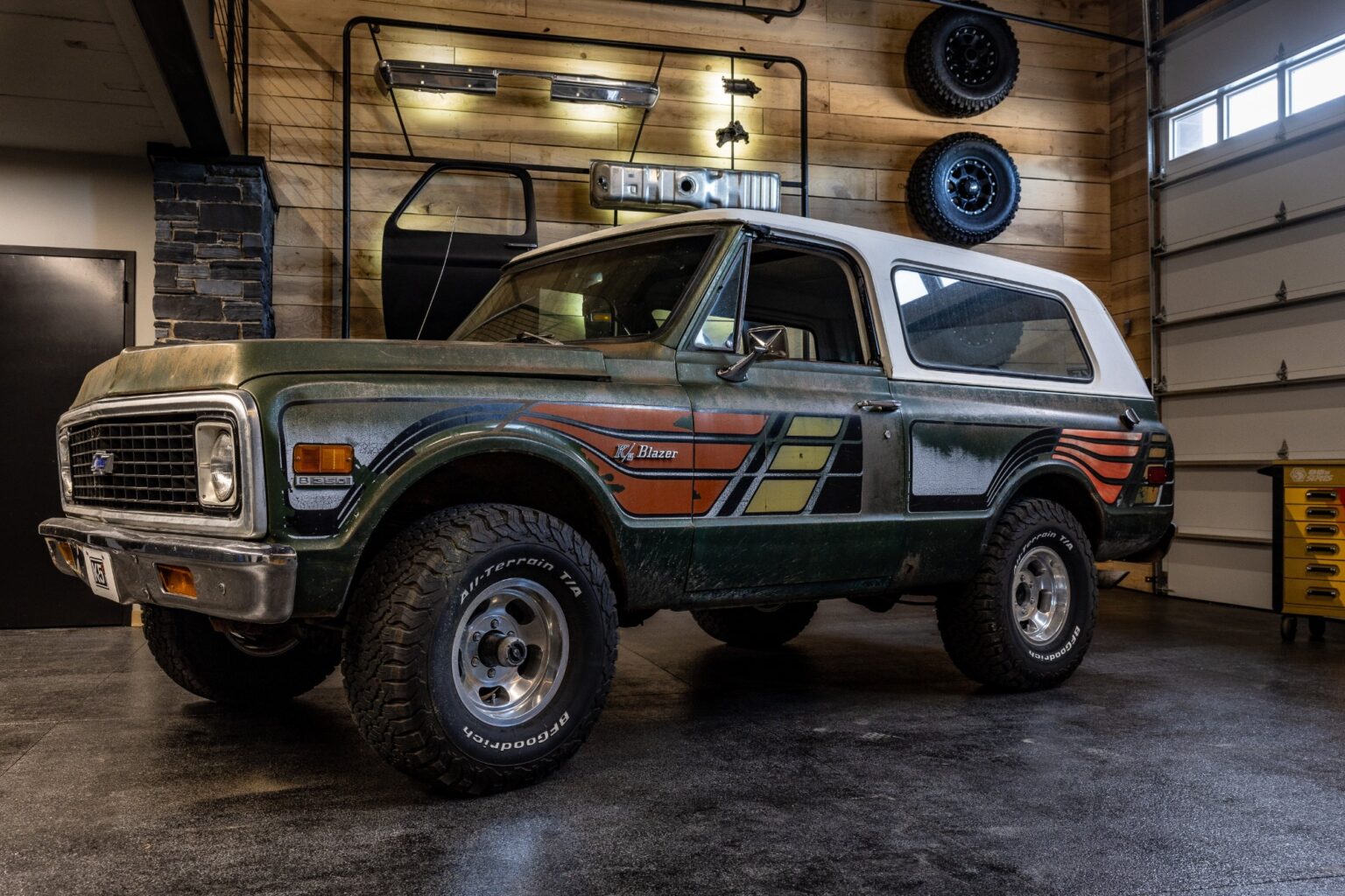 1972 Chevy K5 Blazer side view with period K5 Blazer graphics