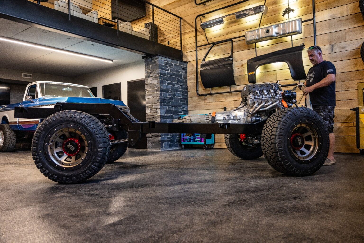 K5 Blazer rolling chassis with LS engine, side view